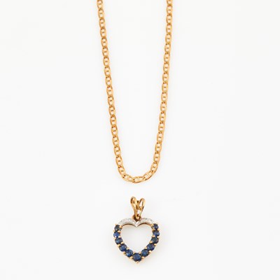 Lot 386 - Gold and Stone Pendant and Neck Chain, 18K 3 dwt. and 14K 1 dwt. all
