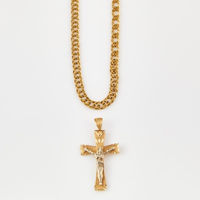 Lot 389 - Gold Pendant and Neck Chain, 14K 19 dwt.