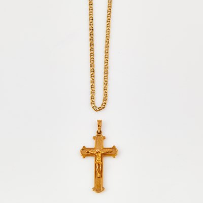 Lot 390 - Gold Pendant and Neck Chain, 14K 9 dwt.
