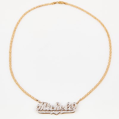 Lot 395 - Diamond Name Plate, 14K 10 dwt.