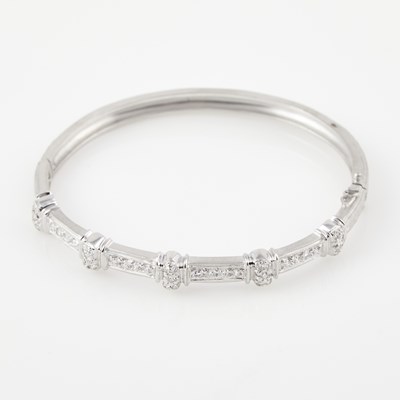 Lot 409 - Diamond Rigid Bracelet, 41 diamonds about 0.70 ct., 18K 13 dwt.