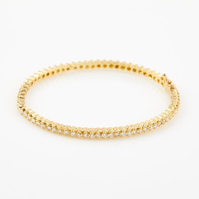 Lot 410 - Diamond Rigid Bracelet, 38 diamonds about 1.00 ct., 18K 11 dwt.