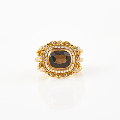 Lot 411 - Diamond and Stone Ring, 63 diamonds about 0.55 ct., 18K 10 dwt. all