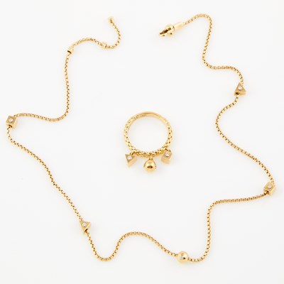 Lot 413 - Diamond Necklace and Ring, 18K 10 dwt.