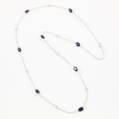 Lot 415 - Diamond and Stone Necklace, 14K 5 dwt. all