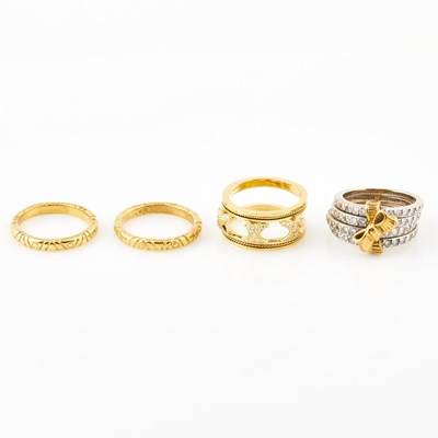 Lot 418 - Two Diamond Rings, 83 diamonds about 1.40 cts. and Two Gold Rings, 18K 19 Dwt.