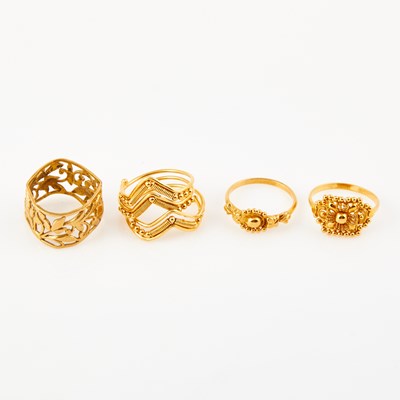 Lot 420 - Four Gold Rings, 22K 10 dwt.