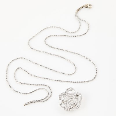Lot 421 - Diamond Pendant, 58 diamonds about 0.40 ct. and Gold Neck Chain, 18K 11 dwt.