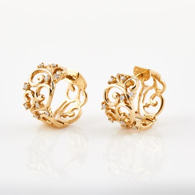 Lot 425 - Two Diamond Earrings, 18 diamonds, 14K 7 dwt.