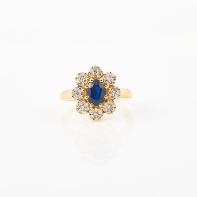 Lot 428 - Diamond and Stone Ring, 56 diamonds about 0.55 ct., 14K 3 dwt. all