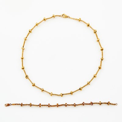 Lot 433 - Diamond Necklace and Flexible Bracelet, 18K 19 dwt.