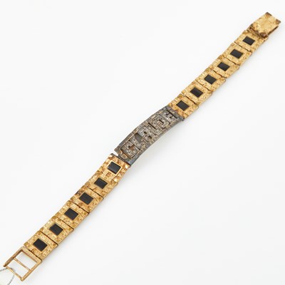 Lot 436 - Diamond and Stone ID Bracelet, 10K 17 dwt. all, damaged