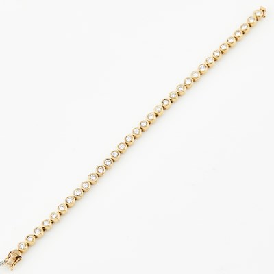 Lot 438 - Diamond Tennis Bracelet, 33 diamonds about 3.30 cts., 14K 8 dwt.