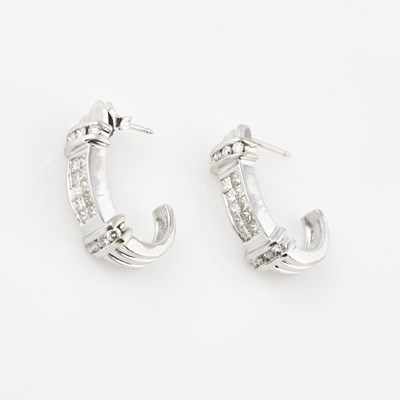 Lot 444 - Two Diamond Earrings, 36 diamonds about 1.10 cts., 14K 3 dwt.