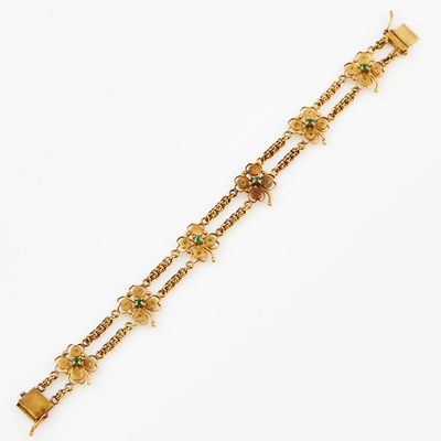 Lot 448 - Gold and Stone Flexible Bracelet, 18K 9 dwt. all