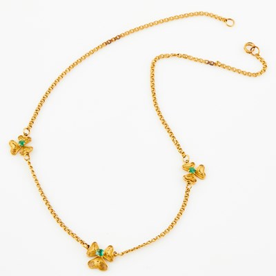 Lot 453 - Gold and Stone Necklace, 18K 7 dwt. all