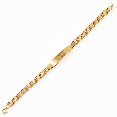 Lot 454 - Gold ID Bracelet, 18K 6 dwt.