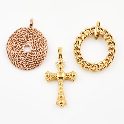 Lot 470 - Three Gold Pendants, 14K 5 dwt.