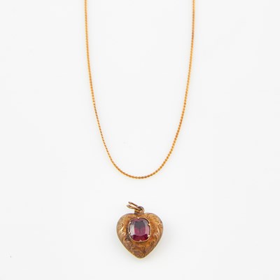 Lot 477 - Gold and Stone Pendant and Neck Chain, 18K and 10K 2 dwt. all