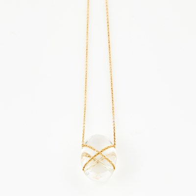 Lot 492 - Gold and Stone Necklace, 18K 3 dwt. all, bears signature Tiffany & Co.