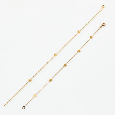 Lot 497 - Two Gold Flexible Bracelets, 14K 1 dwt., damaged