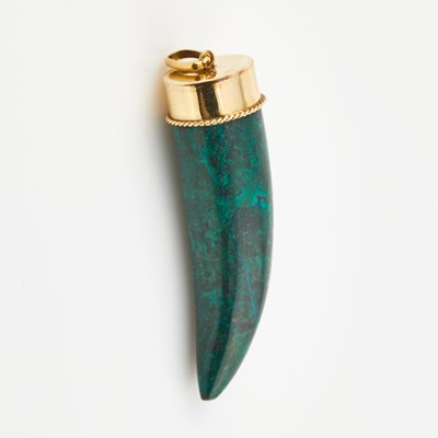 Lot 498 - Gold and Stone Pendant, 14K 19 dwt. all