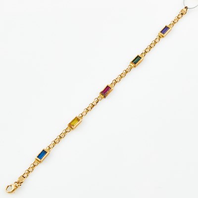 Lot 504 - Gold and Stone Flexible Bracelet, 14K 4 dwt. all