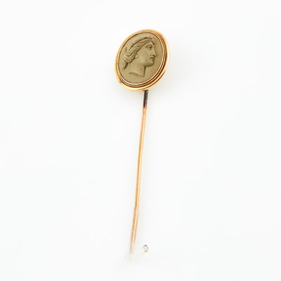 Lot 505 - Gold and Stone Pin, 14K 3 dwt. all