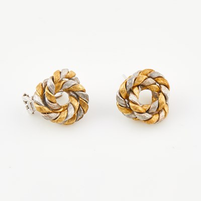 Lot 507 - Two Gold Earrings, 18K 8 dwt., damaged
