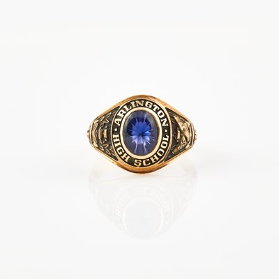 Lot 510 - Gold and Stone School Ring, 14K 5 dwt. all
