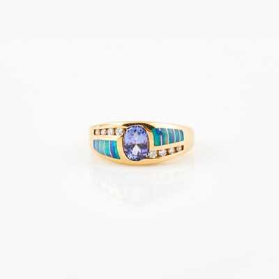 Lot 514 - Diamond and Stone Ring, 14K 3 dwt. all