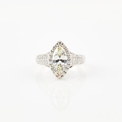 Lot 524 - Diamond Engagement Ring, 123 diamonds, center stone about 2.00 cts., 122 diamonds about 1.35 cts.,  18K 4 dwt.