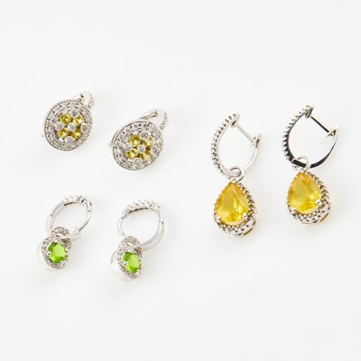 Lot 532 - Six Diamond and Stone Earrings, 14K 9 dwt. all