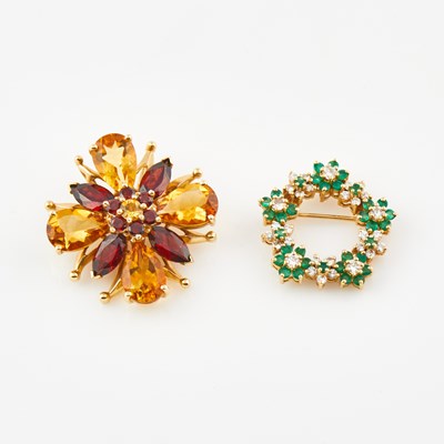 Lot 534 - Diamond and Stone Pin and Gold and Stone Pin, 14K 12 dwt. all, stone missing