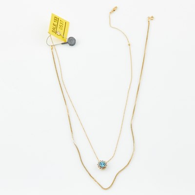 Lot 537 - Diamond and Stone Pendant and Two Gold Neck Chains, 14K 4 dwt. all