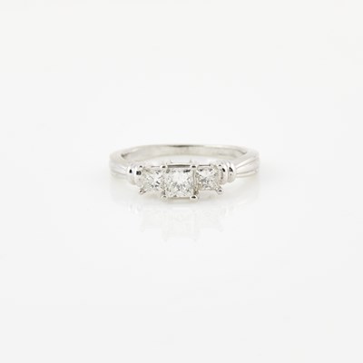 Lot 546 - Diamond Ring, 3 stones about 1.30 cts., Platinum 4 dwt.