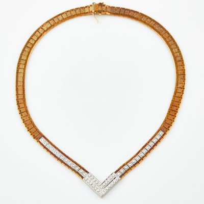 Lot 550 - Diamond Necklace, 50 diamonds about 2.50 cts., 14K 39 dwt.
