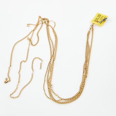 Lot 551 - Four Gold Neck Chains, 14K 19 dwt., damaged