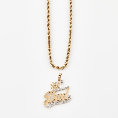 Lot 552 - Diamond Pendant and Gold Neck Chain, 14K 12 dwt.