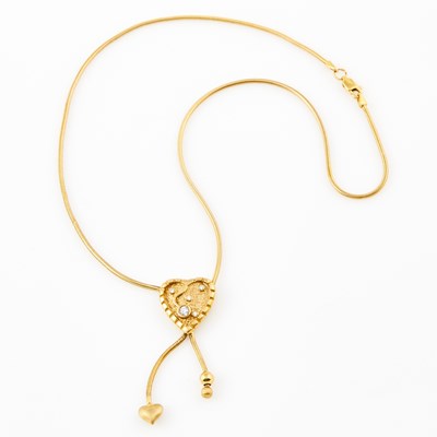 Lot 553 - Gold and Stone Necklace, 14K 7 dwt. all