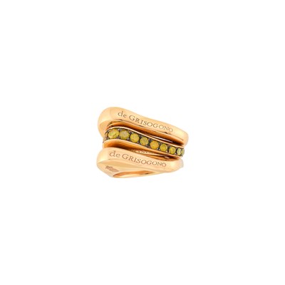 Lot 25 - De Grisogono Three Gold and Colored Diamond Band Rings