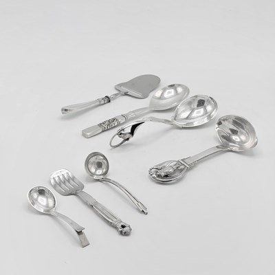 Lot 1172 - Group of Eight Danish Sterling Silver Serving Pieces