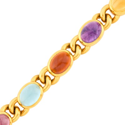 Lot 120 - Gold and Cabochon Colored Stone Bracelet