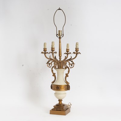 Lot 40 - Louis XV Style Painted Metal Candelabra Form Lamp