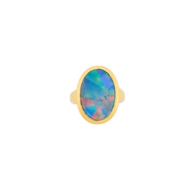 Lot 88 - Gold and Black Opal Pinky Ring