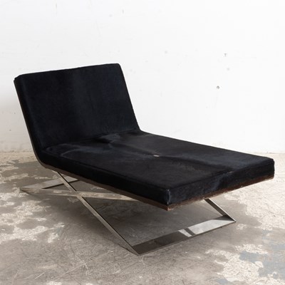 Lot 273 - Cowhide Upholstered Chaise Lounge