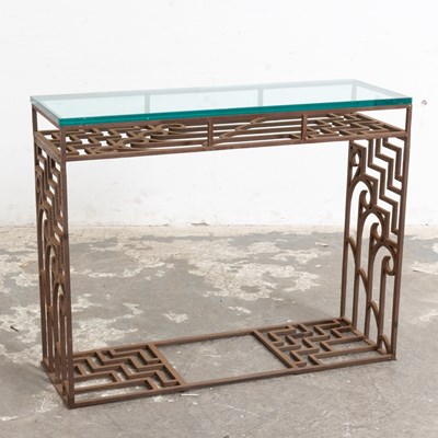 Lot 295 - Art Deco Style Iron and Glass Console