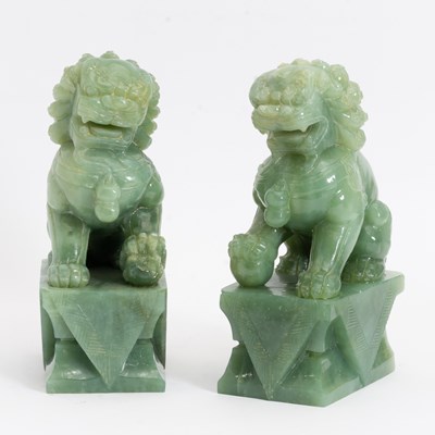 Lot 43 - Pair of Hardstone Foo Dogs