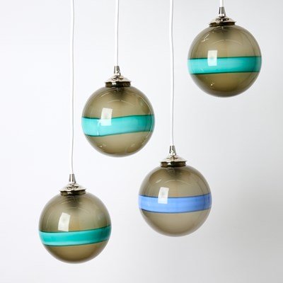 Lot 230 - Group of Four Mid-Century Modern Glass Pendant Lamps