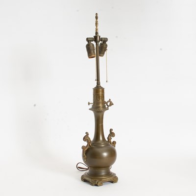 Lot 132 - Napoleon III Patinated Bronze and Metal Fluid Lamp
